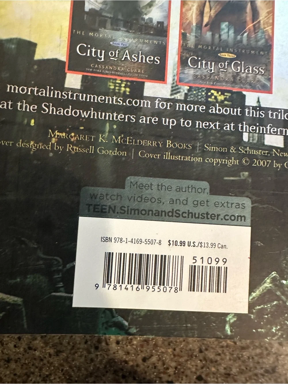 City of Bones Paperback Book - Yellow/Green Cover